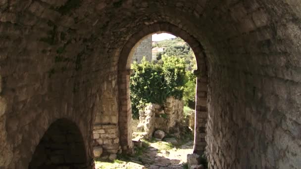 Stone Tunnel Old Town Arch Vault — стоковое видео