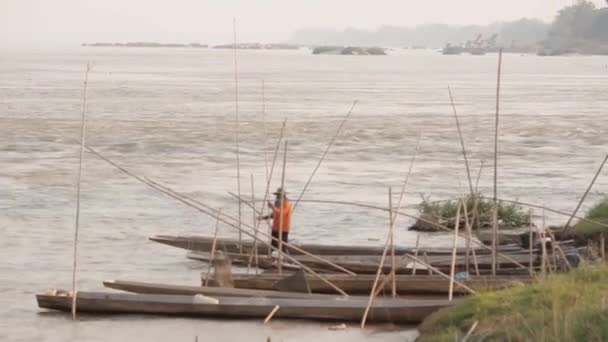 Die Filmaufnahmen Zeigen Das Leben Der Menschen Mekong Der Provinz — Stockvideo