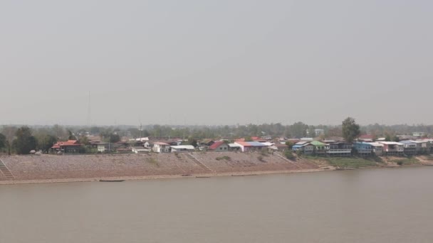 Footage Show People Life Mekong Riverside Mukdahan Province Thailand — Video