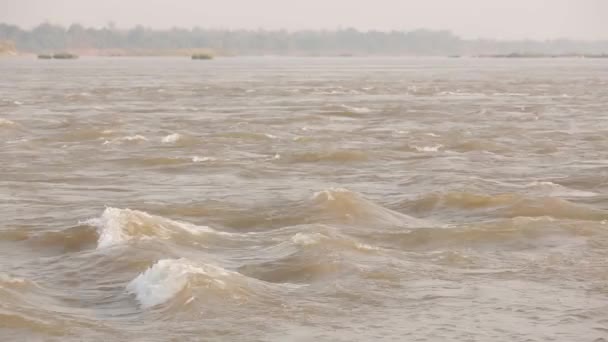 Footage Show People Life Mekong Riverside Mukdahan Province Thailand — Stockvideo