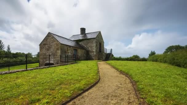 Time Lapse Historical Lime Kiln Building Day Passing Clouds Rural — Stockvideo