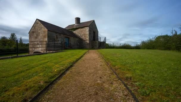 Time Lapse Historical Lime Kiln Building Day Passing Clouds Rural — 비디오