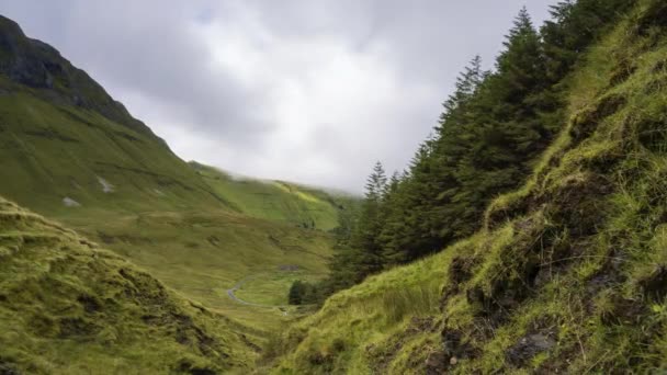 Time Lapse Scenic Landscape Rural Grass Hills Rolling Clouds Gleniff — Stockvideo