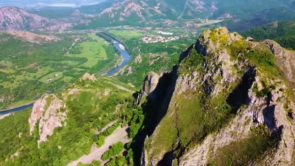 Політ Гору Видом Річку Каньйон — стокове відео