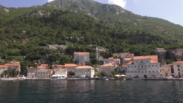 Old Coastal Mediterranean Town Shot Cruising Boat — Video