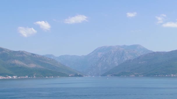 Boka Kotorska Bay Boats Sailing Clean Adriatic Sea Water Mountains — 비디오