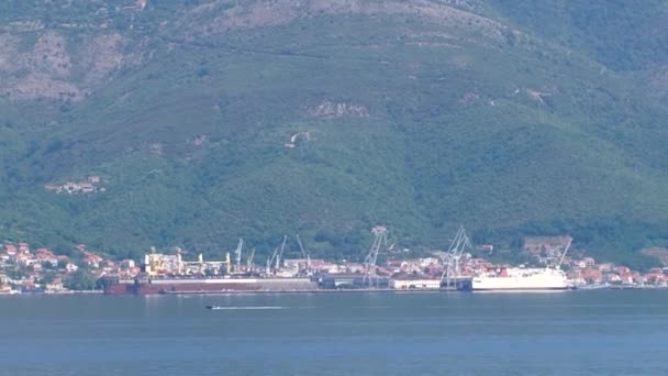 Cantiere Navale Nella Baia Boka Kotorska Mare Adriatico — Video Stock