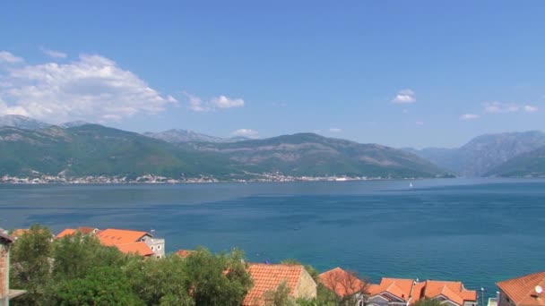 View Boka Kotorska Bay Town Krasici Adriatic Blue Sea Clear — Stok video