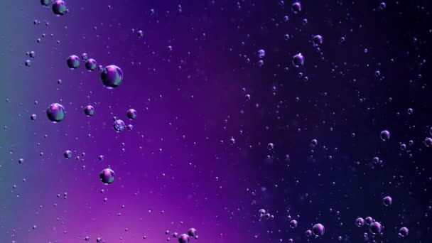 Малый Пузырь Воды Масла Фиолетовый Зеленый Синий Цвет Абстрактный Фон — стоковое видео
