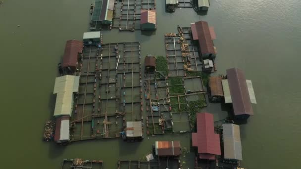 Floating Fish Farming Community Bien Hoa Dong Nai River Vietnam — Stockvideo