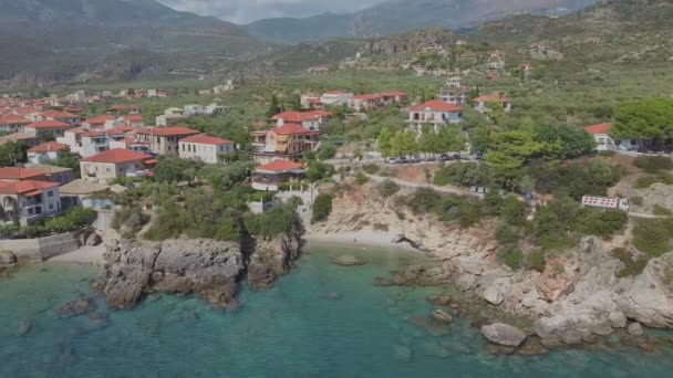 Aerial View Kardamyli Greece Tourism Europe — Vídeos de Stock