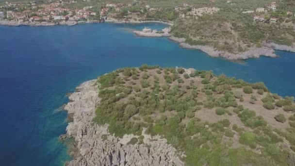 Vista Aérea Costa Kardamyli Grécia Turismo Europa — Vídeo de Stock