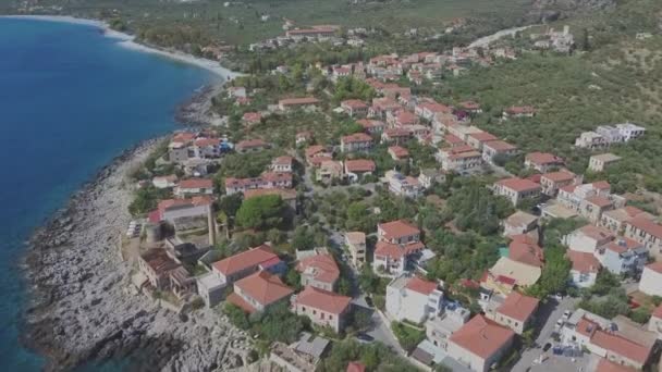 Aerial View Kardamyli Town Greece Tourism Concept Europe — Stok Video