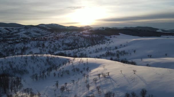 Sunset Sunrise Mountain Covered Snow — Stock videók