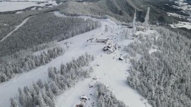 Zlatibor Tornik Top Mountain Gondola Ski Lift Ski Slopes Antenna — 图库视频影像