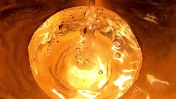 Slomo Shot Water Being Poured Glass Top View Close — Stockvideo