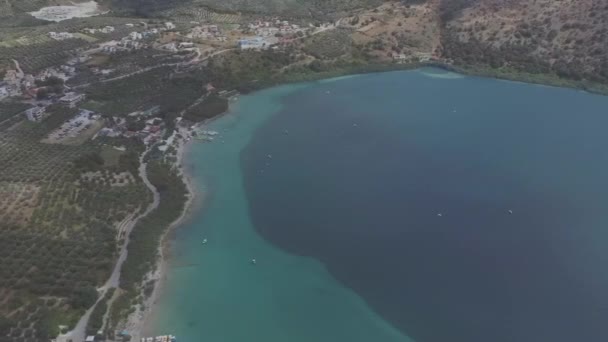 Aerial Panorama Kournas Lake Greece Travel Concept Europe — Vídeo de stock