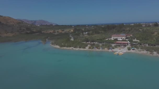 Widok Lotu Ptaka Jezioro Kournas Grecja Koncepcja Podróży Europie — Wideo stockowe
