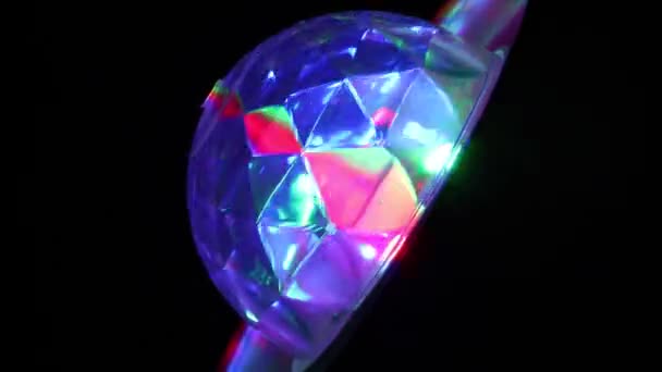 Led Disco Party Light Rotating Producing Colorful Lights Night Close — Stockvideo