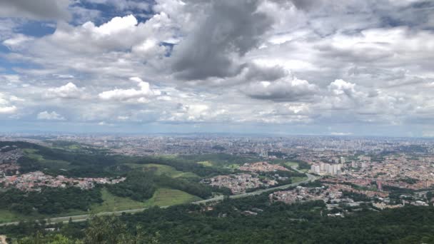 Cloudy Sky Vast Landscape Sao Paulo Brazil Wide Aerial Static — Stockvideo