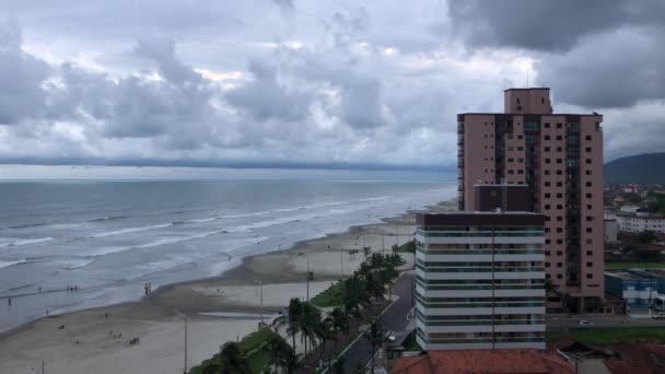 Scenic Beachfront Hotel Buildings Praia Horto Brazil Wide Shot — Video Stock