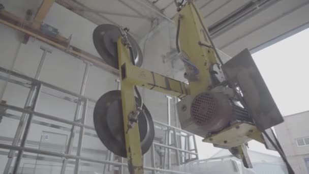 Window Glass Factory Transporting Glass Robotic Machine — Stockvideo