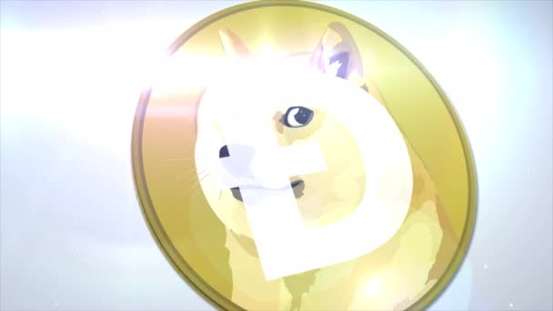 Dogecoin Cryptocurrency Coin Logo Animation Render White Background Blockchain Altcoin — Stok Video