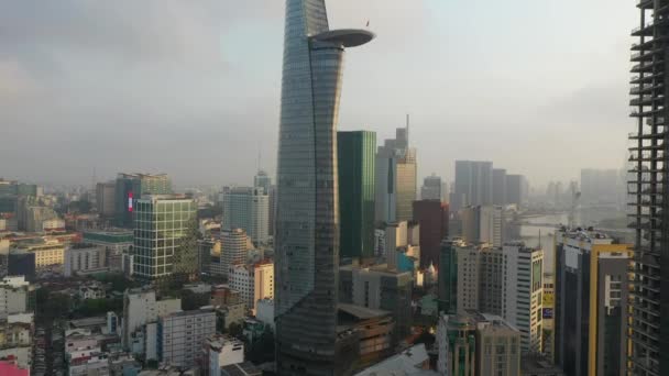 Chi Minh City District One Vietnam Classic Drone Reveal Crane — Stockvideo