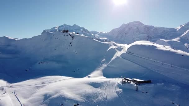 Ski Lifts Gornergrat Winter Wonderland Swiss Alps Perfect Weather — Stockvideo