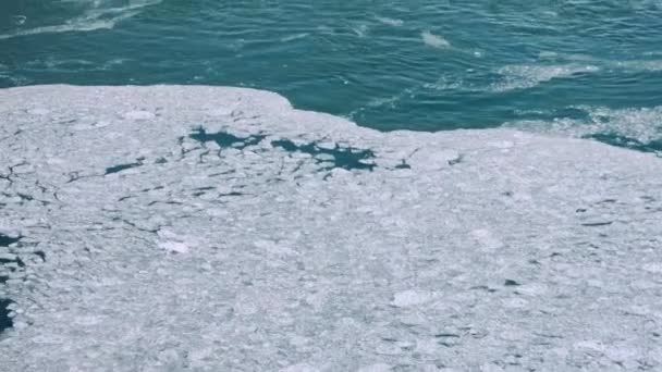 Gimbal Shot Ice Formed River High Angle — Stock videók