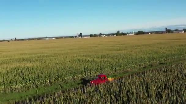 Vintage Red Truck Closeup Ascend Reveal Area Amazing View — Video