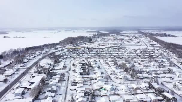 Snow Covered Cute Village Deep Winter Surrounded Fields — Stock videók
