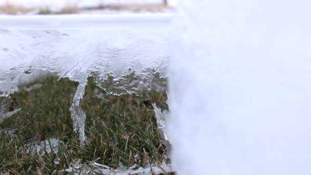 Unique Ice Patters Surface Formed Ice Sliding Reveal — Stockvideo