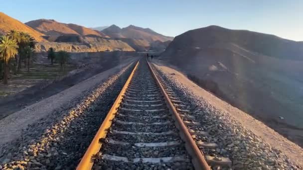 Move Railway Sunset Time Iran Middle East Asia Persia Yazd — Stock video