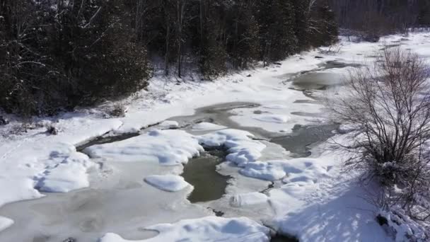 Winter River Coming Snow Ice — Stock video