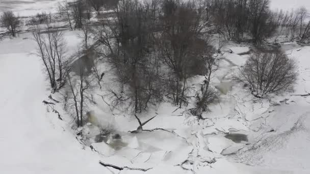 Global Warming Causing Irregular Ice Build Rapid Melts Stream — Vídeos de Stock