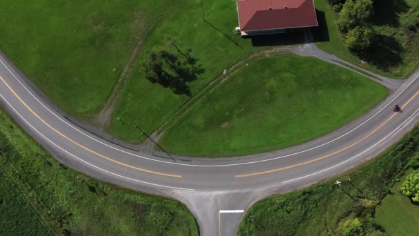 Motorcycle Riding Big Bend Road Overhead — Vídeo de Stock