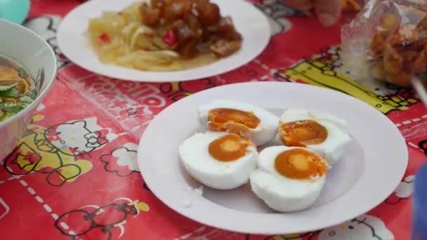 Thai Chinese Style Boiled Rice Soup Side Dishes — Stok video