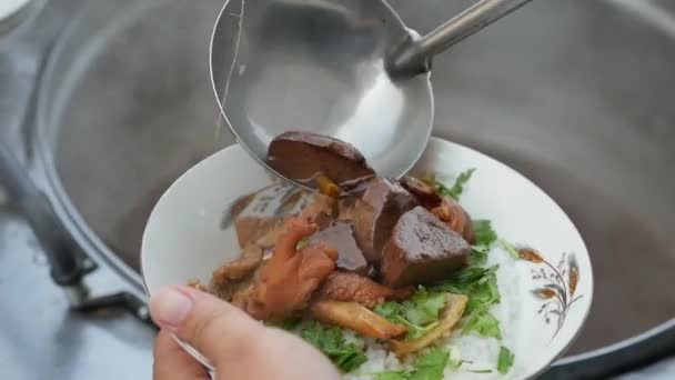 Тайско Китайский Стиль Варёный Рисовый Суп Гарнир — стоковое видео