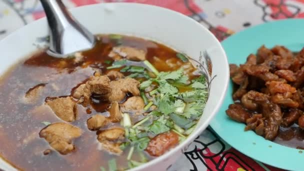 Thai Chinese Style Boiled Rice Soup Side Dishes — Wideo stockowe