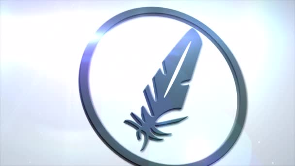 Feathercoin Ftc Cryptocurrency Logo Coin Animation Motion Graphics Reveal White — Stockvideo