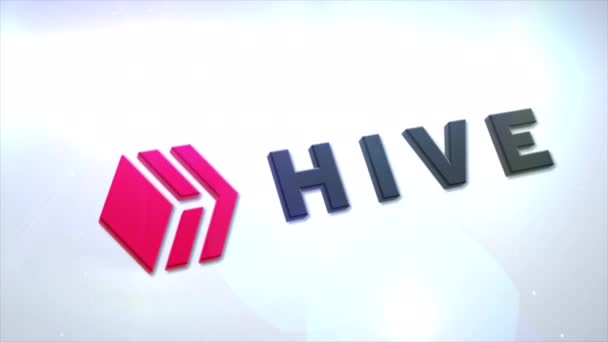 Hive Tekst Kryptowaluta Logo Moneta Animacja Ruch Grafika Ujawnić Białym — Wideo stockowe