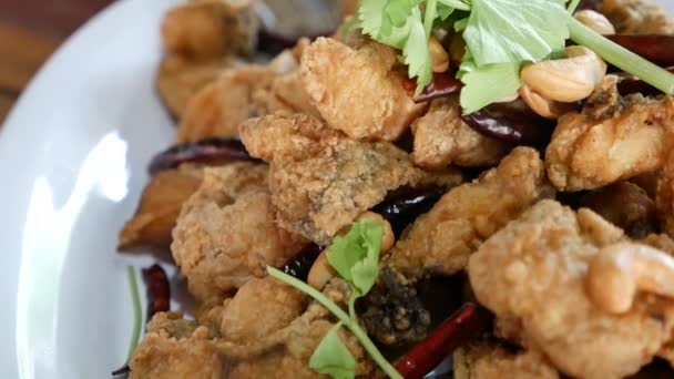 Close Footage Thai Style Deep Fried Fish Served Palm Sugar — Vídeo de Stock