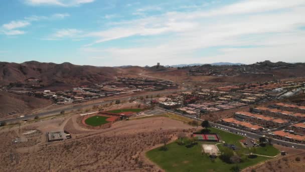 Aerial View Boulder City Nevada Residential Area Hemenway Park — Stock Video