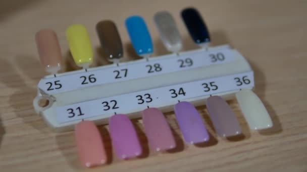 Close Footage Multiple Nail Colors Charts — Video