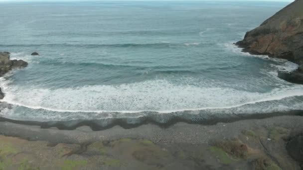 Aerial Backward Ascending Cove Serra Dentro Porto Santo Island Madeira — Stock video