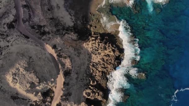 Rocky Coast Porto Dos Frades Porto Santo Island Madeira Aerial — Stock video