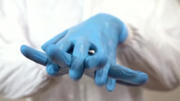 Doctor Dressed Ppe Performing Proper Cleaning Hands Gel Attending Patients — Wideo stockowe
