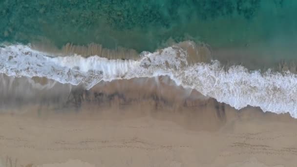 Waves Crashing Matadouro Beach Portugal Aerial Top Static Shot — Stockvideo