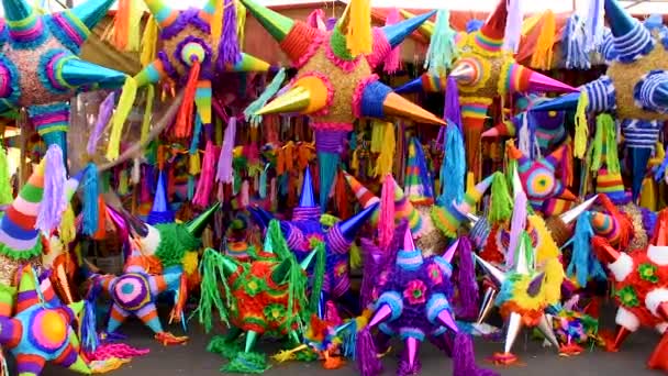 Colorful Piatas Market Mexico City — 图库视频影像